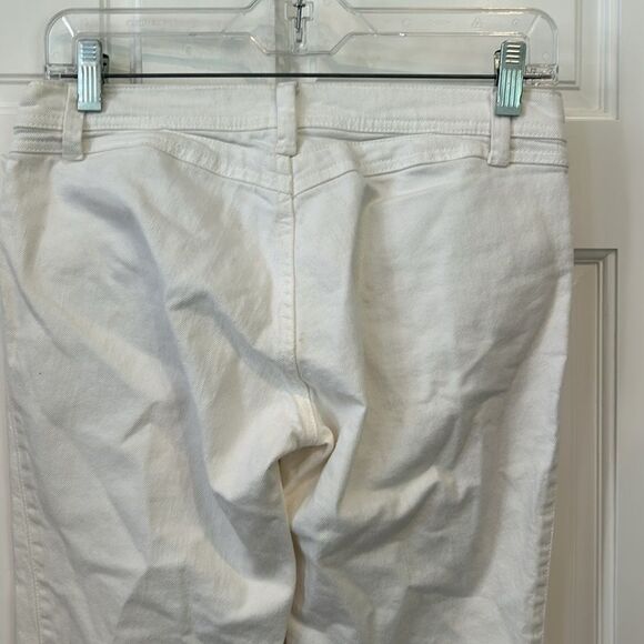 Benetton white distressed jeans with three zippers in front and slit ankle XS - Picture 5 of 8